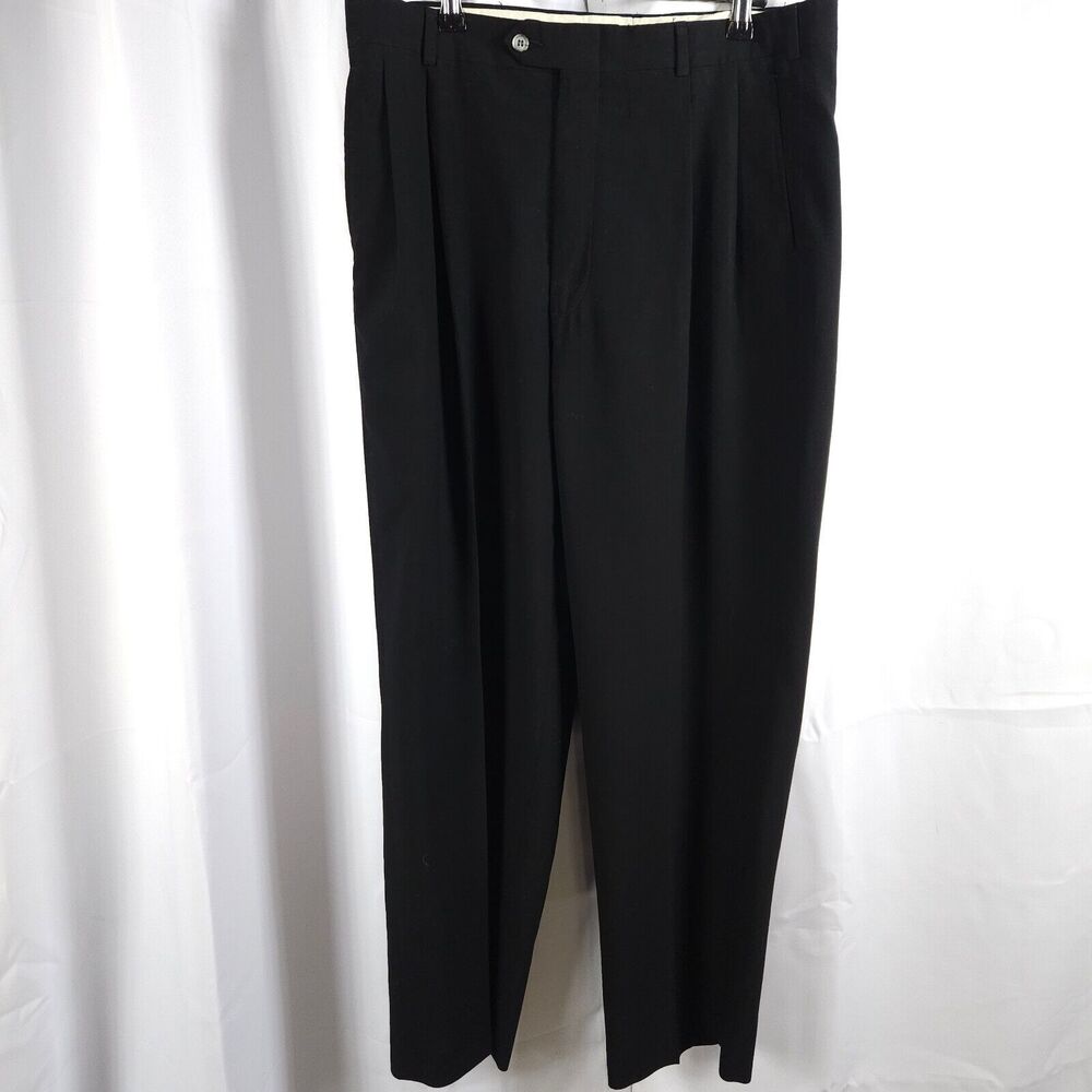 John‎ Alexander Men's 34x29 Black Pleated Dress Pants Slacks